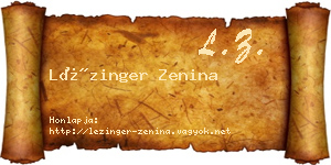 Lézinger Zenina névjegykártya